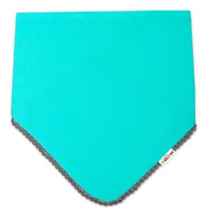 Baby Nellys Dětský bavlněný šátek na krk s mini bambulkami - mátový/šedý lem