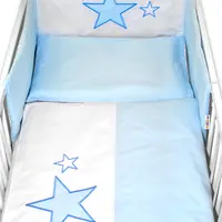 Baby Nellys 5-dílná sada do postýlky Baby Stars (3D + peřinky - modrá,