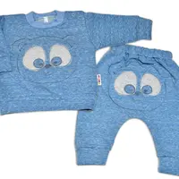 Baby Nellys Tepláková souprava - Medvídek - modrý melír,  vel. 80