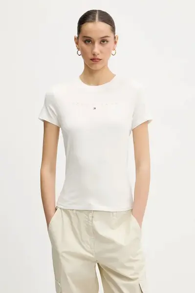 Bavlněné tričko Tommy Jeans bílá barva, DW0DW20315