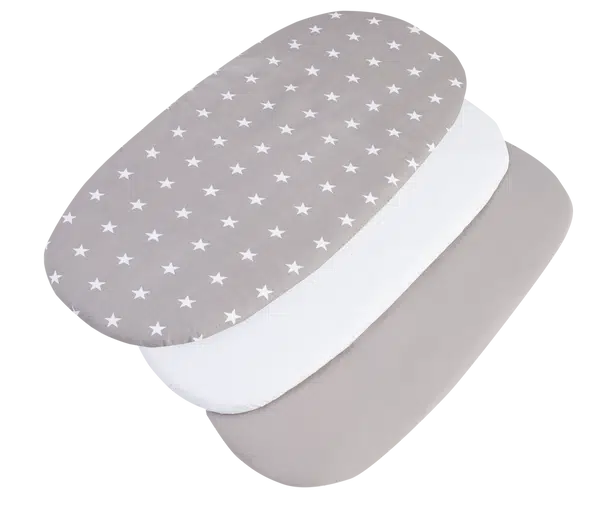 Medi Partners 3 – Pak – Fitted sheet for stroller – cotton – Stars – White – Gray