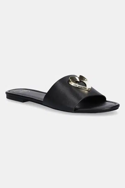 Kožené pantofle Love Moschino dámské, černá barva, JA28161G0MIA0000
