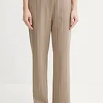 Kalhoty Samsoe Samsoe SALARA dámské, béžová barva, jednoduché, high waist, F25100183
