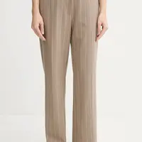 Kalhoty Samsoe Samsoe SALARA dámské, béžová barva, jednoduché, high waist, F25100183
