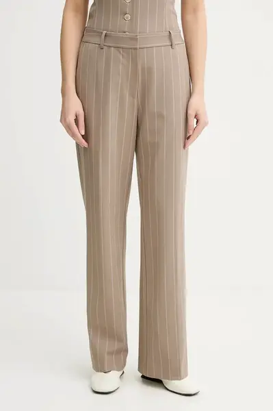 Kalhoty Samsoe Samsoe SALARA dámské, béžová barva, jednoduché, high waist, F25100183
