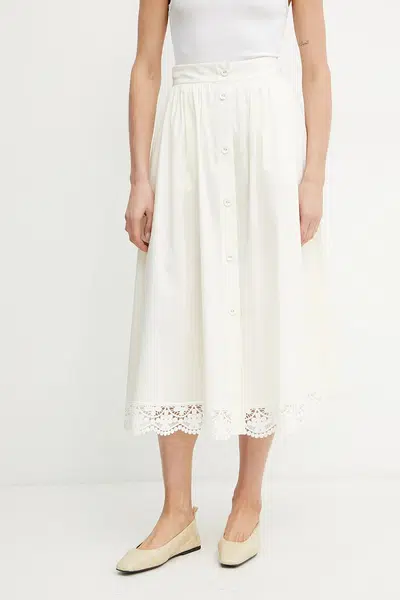Sukně Twinset béžová barva, midi, áčková, 251TT2095