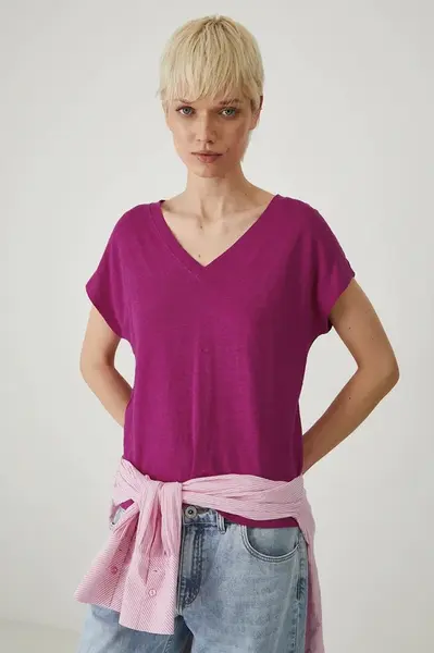 Plátěné tričko Medicine fialová barva