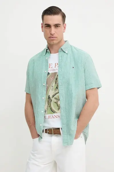 Košile s příměsí lnu Tommy Hilfiger