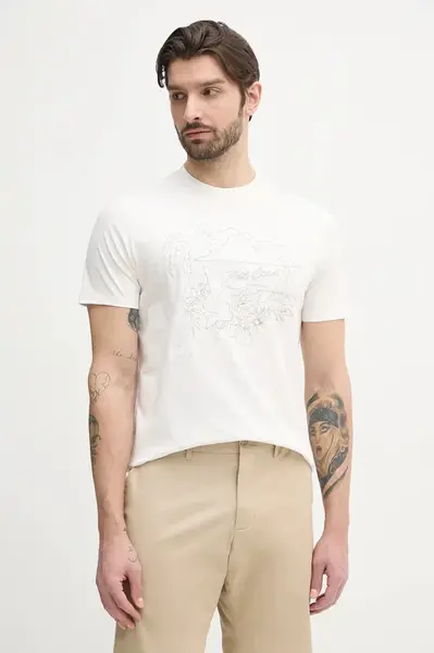 Bavlněné tričko Guess béžová barva, s aplikací, M5GI39 KBW41