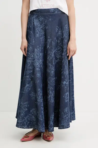 Sukně Twinset tmavomodrá barva, maxi, áčková, 251AQ2114