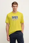 Bavlněné tričko adidas Originals Q12 TS Crowd pánské, žlutá barva, s potiskem, JD0709