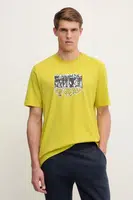Bavlněné tričko adidas Originals Q12 TS Crowd pánské, žlutá barva, s potiskem, JD0709