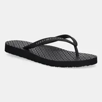Žabky Tommy Hilfiger HILFIGER STRAP BEACH SANDAL dámské, černá barva, na plochém podpatku, FW0FW08736