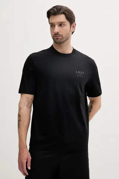 Bavlněné tričko Armani Exchange pánské, černá barva, s potiskem, XM000575 AF10364
