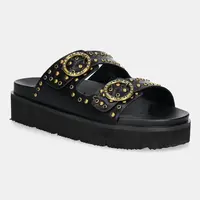 Pantofle Pepe Jeans POLA BUCKLE dámské, černá barva, na platformě, PLS90679