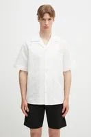 Bavlněná košile Drôle de Monsieur La Chemise Brodee Tapisserie bílá barva, relaxed, s klasickým límcem, G-SH213-CO196-WT
