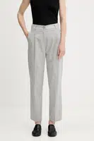 Kalhoty Sisley dámské, šedá barva, high waist, 4X0KLF06V