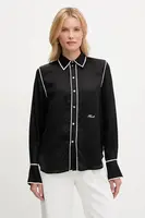 Košile Karl Lagerfeld dámská, černá barva, regular, s klasickým límcem, A3W11012