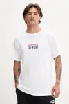 Bavlněné tričko Converse pánské, bílá barva, s potiskem, 10028551-A08