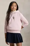 Dětská bavlněná mikina Polo Ralph Lauren růžová barva, s kapucí, s aplikací, 313844838025