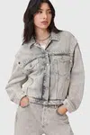 Bavlněná džínová bunda AllSaints CHLO šedá barva, přechodná, oversize, W059OC