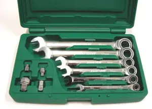 Sada ráčnových očkoplochých klíčů s adaptéry, 8-19 mm - JONNESWAY W45110S