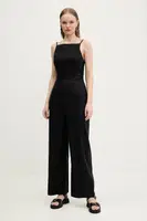 Plátěný overal Abercrombie & Fitch černá barva, cold shoulder, KI159-5546