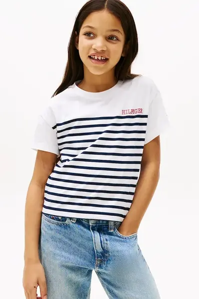 Dětské bavlněné tričko Tommy Hilfiger tmavomodrá barva, KG0KG08529