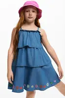 Dětské riflové šaty Desigual modrá barva, mini, 25SGVW04