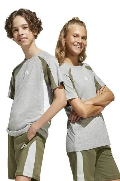 Dětské bavlněné tričko adidas šedá barva, JD0059