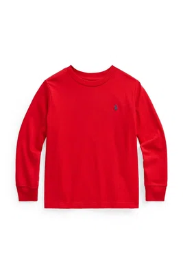 Dětské bavlněné tričko s dlouhým rukávem Polo Ralph Lauren červená barva, 322843804003