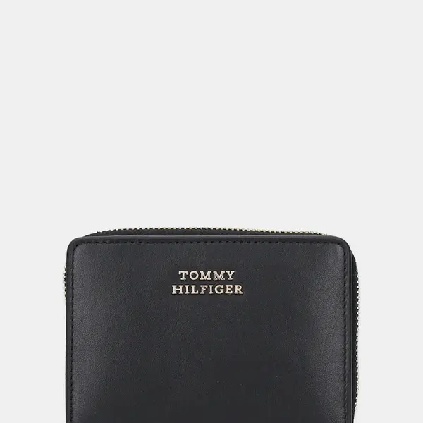 Kožená peněženka Tommy Hilfiger dámská, černá barva, AW0AW17499
