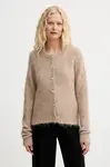 Vlněný kardigan MUNTHE POVILLA dámský, béžová barva, 252160025272