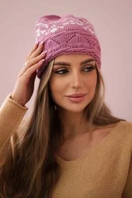 Kesi Dámská čepice Kira K374 tmavě růžová+bílá