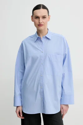 Bavlněná košile By Malene Birger DERRIS modrá barva, relaxed, s klasickým límcem, 103165