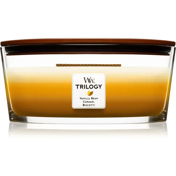 Woodwick Trilogy Café Sweets vonná svíčka s dřevěným knotem (hearthwick) 453.6 g