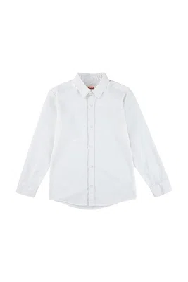 Dětská bavlněná košile Levi's BATTERY HOUSEMARK SHIRT bílá barva, 8EN129
