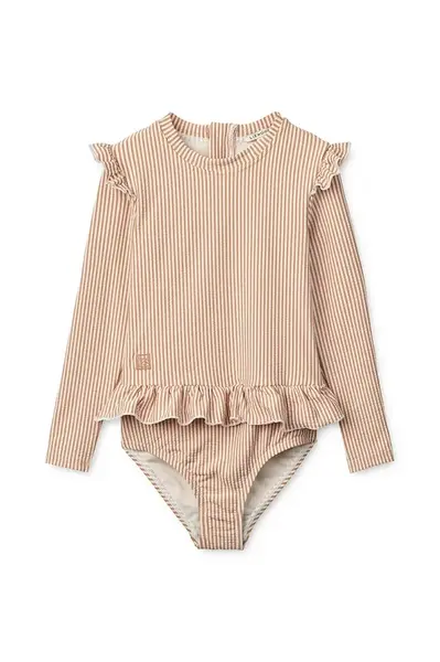 Jednodílné plavky pro miminko Liewood Sille Baby Seersucker Swimsuit oranžová barva, LW20191