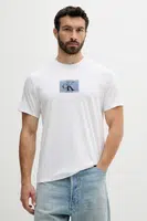 Bavlněné tričko Calvin Klein pánské, bílá barva, s potiskem, LV04RC854G