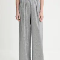Kalhoty Sessun dámské, tmavomodrá barva, široké, high waist, 25207004