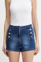Džínové šortky Silvian Heach RENEWI dámské, tmavomodrá barva, high waist, GPP25138SH