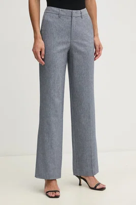 Kalhoty s příměsí lnu OUI modrá barva, high waist, 91740