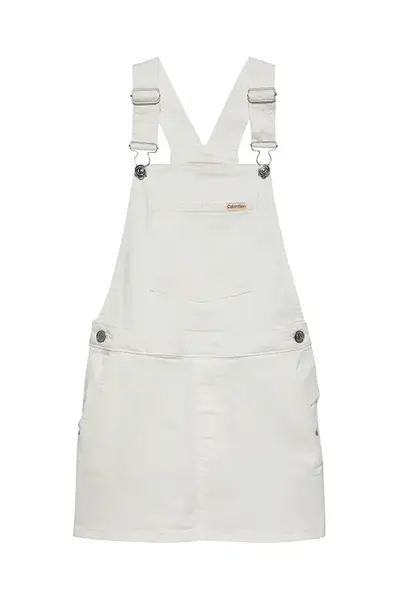 Dětská riflová sukně Calvin Klein Jeans bílá barva, mini, IG0IG02904