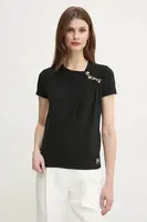 Bavlněné tričko Elisabetta Franchi černá barva, MA02851E2