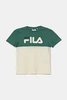 Dětské bavlněné tričko Fila LOTTUM béžová barva, s potiskem, FAK0404