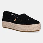 Espadrilky Toms CROCHET LACE černá barva, na platformě, 10021913