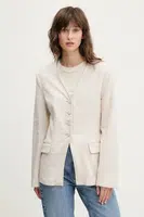 Plátěné sako Abercrombie & Fitch béžová barva, KI144-5076