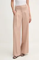 Kalhoty Sisley dámské, hnědá barva, široké, high waist, 4V7PLF06N