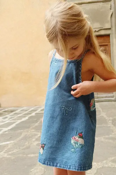 Dětské riflové šaty Konges Sløjd MAGOT SEQUIN STRAP DRESS GOTS