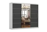 Šatní skříň Alba I - zrcadlo Barva korpusu: Bílá, Dveře: Černé